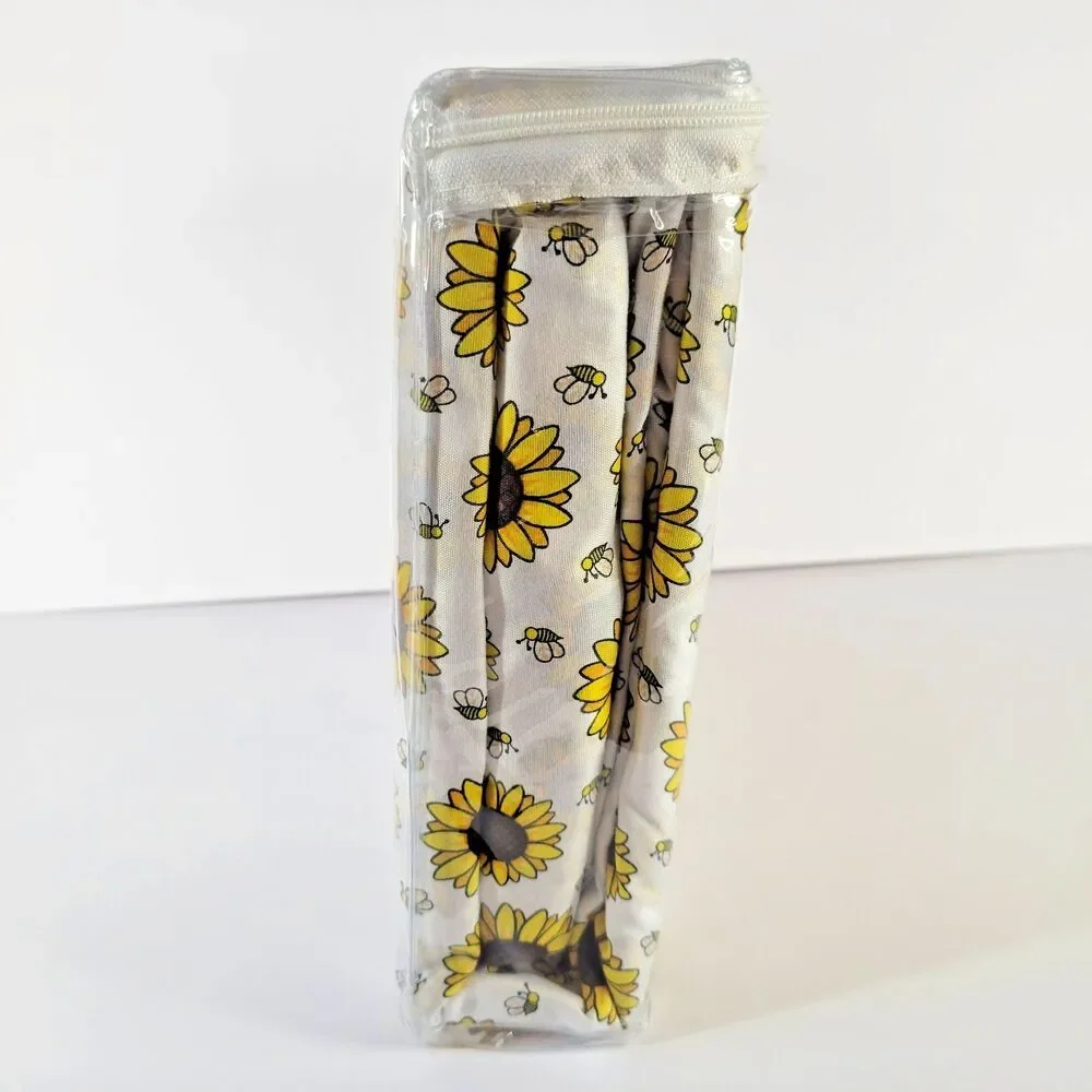 Sunflowers Honey Bees 4pc QUEEN Sheets Set Harvest Fall Sunflower Field Garden